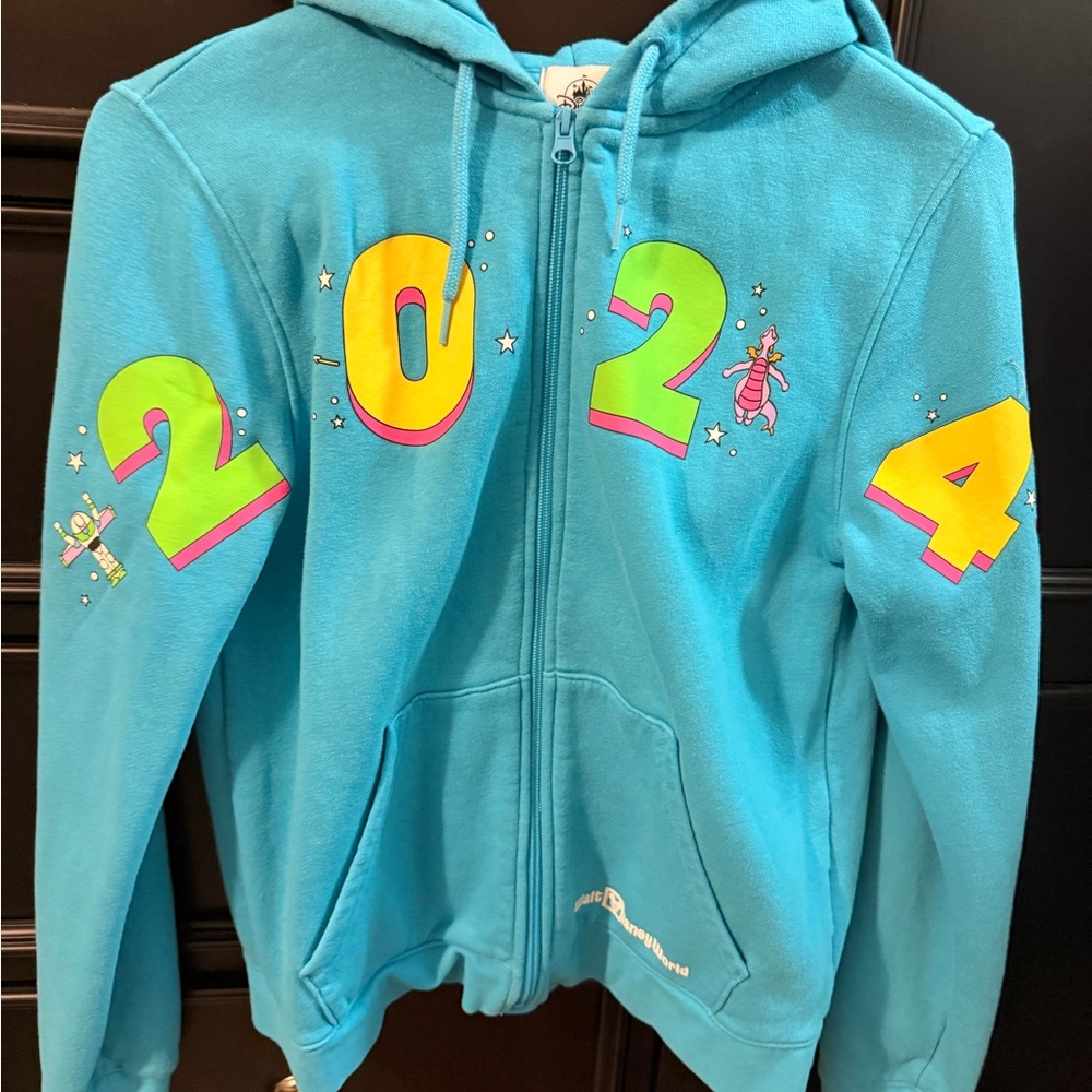 Disney Teal Hoodie with Colorful 2024 Design